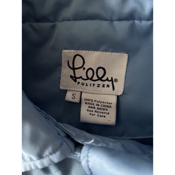 Lilly Pulitzer Quilted Pea Coat Women S Blue Double Breast Lightweight Comfy - Picture 2 of 9